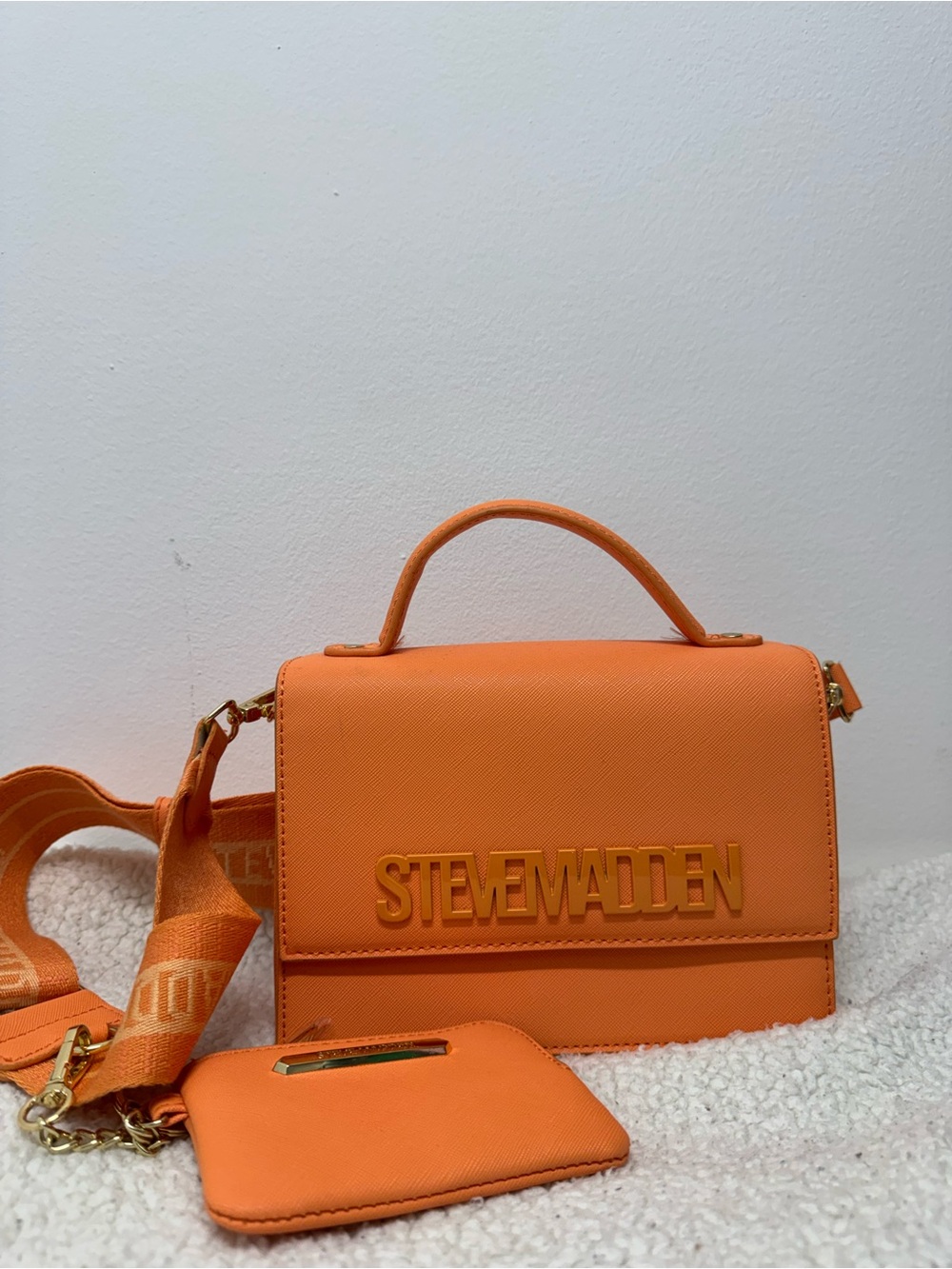 Steve Madden Orange Structured Top-Handle Crossbody Bag